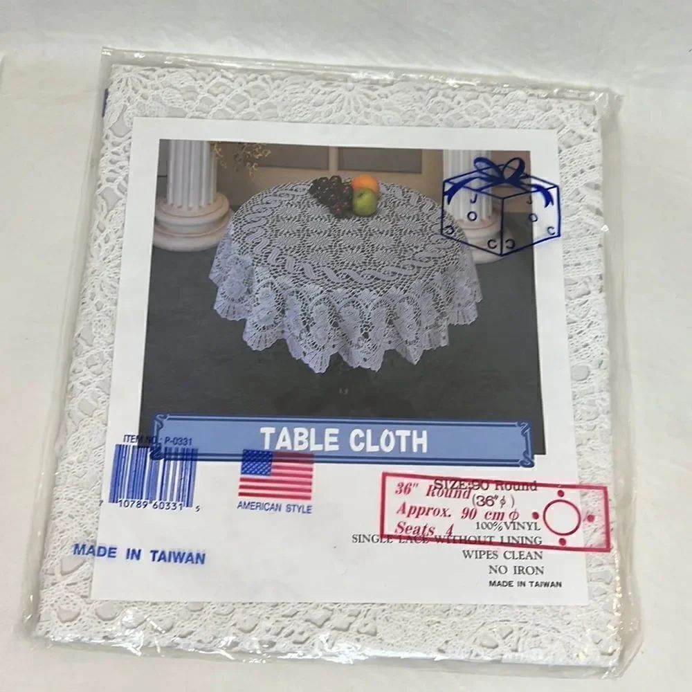 Table Cloth 36 Inches Round 💯% Vinyl Single Lace No Lining Wipes Clean New